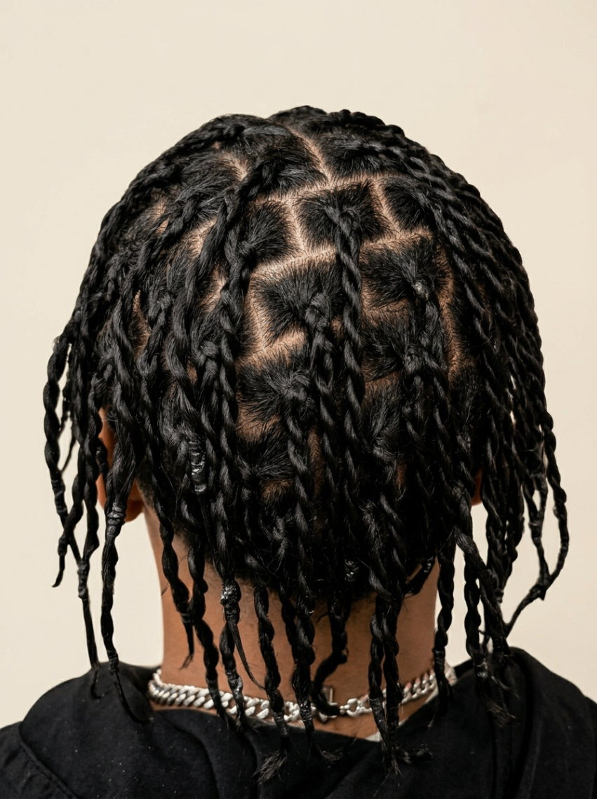 Vanilles cheveux naturels homme — vue arrière