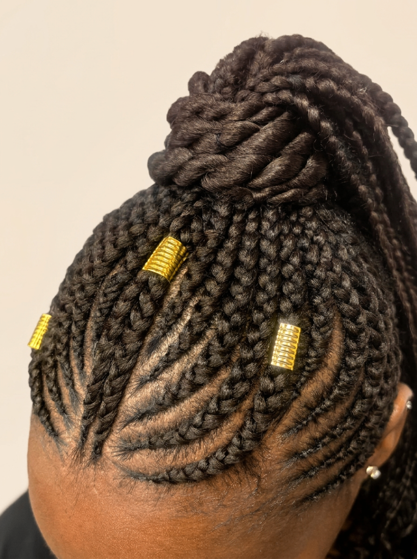 Tresses avec mèches réalisées à Trappes