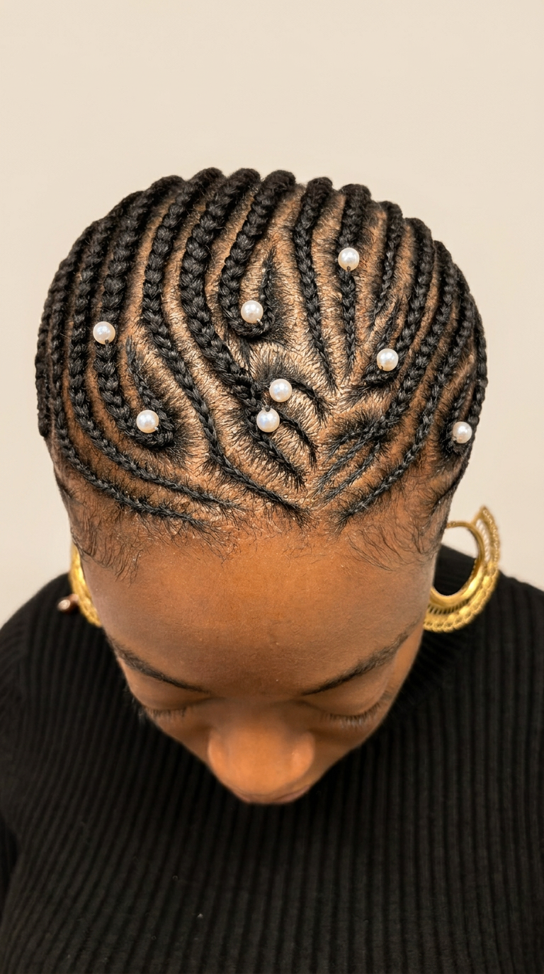 Coiffure afro avec perles réalisée sur une enfant à Trappes