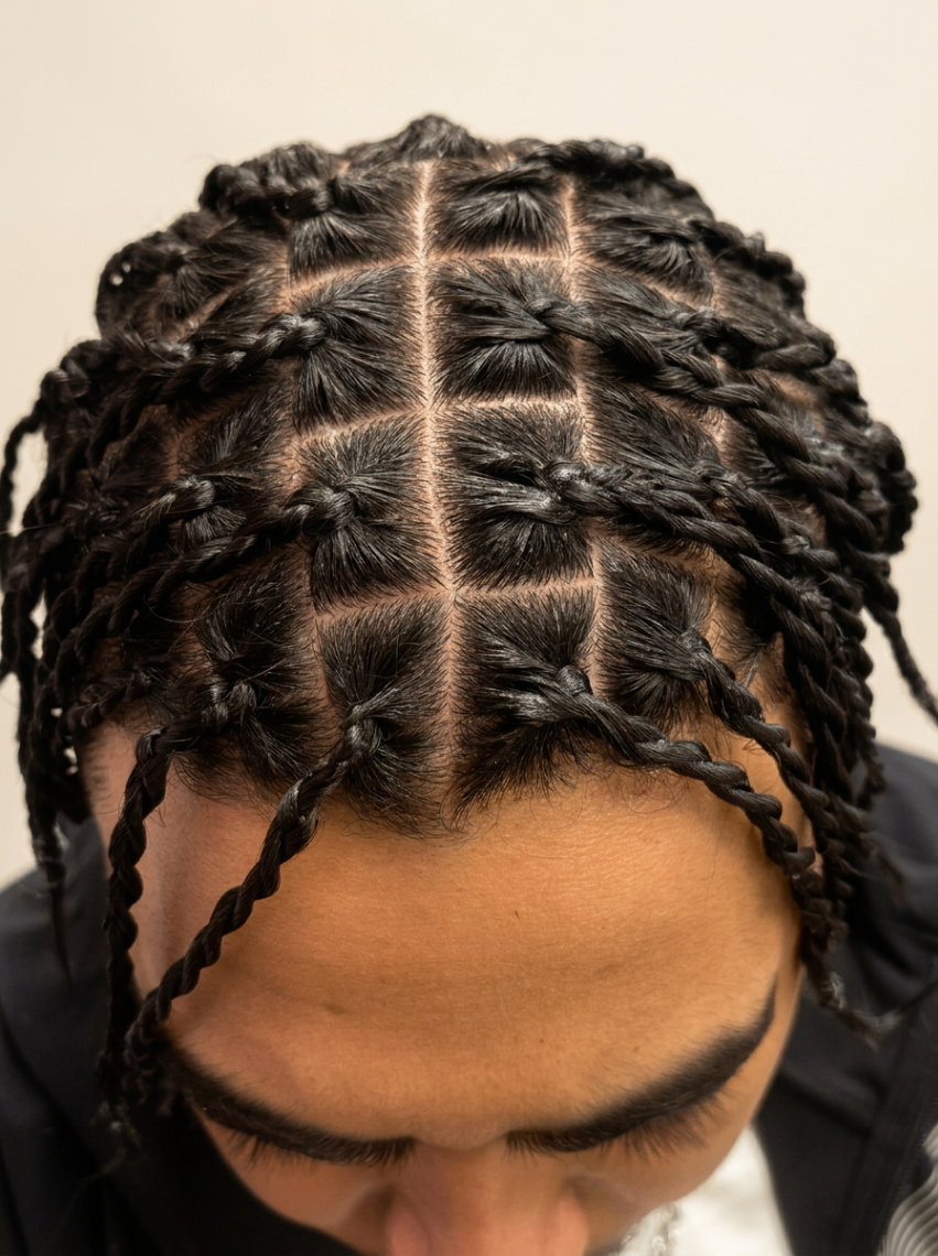 Vanilles cheveux naturels homme — vue de dessus